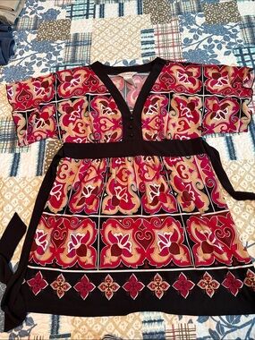 Speechless Bright Pink, Cream and Black Patterned Long Shirt